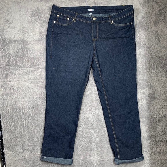 Bongo Plus Women’s Jeans Size 24W Dark Wash Stretch Denim Rolled Hem - Picture 1 of 9